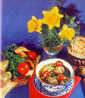 SOUP WITH STUFFED BELL PEPPERS, Uzbekistan at Home